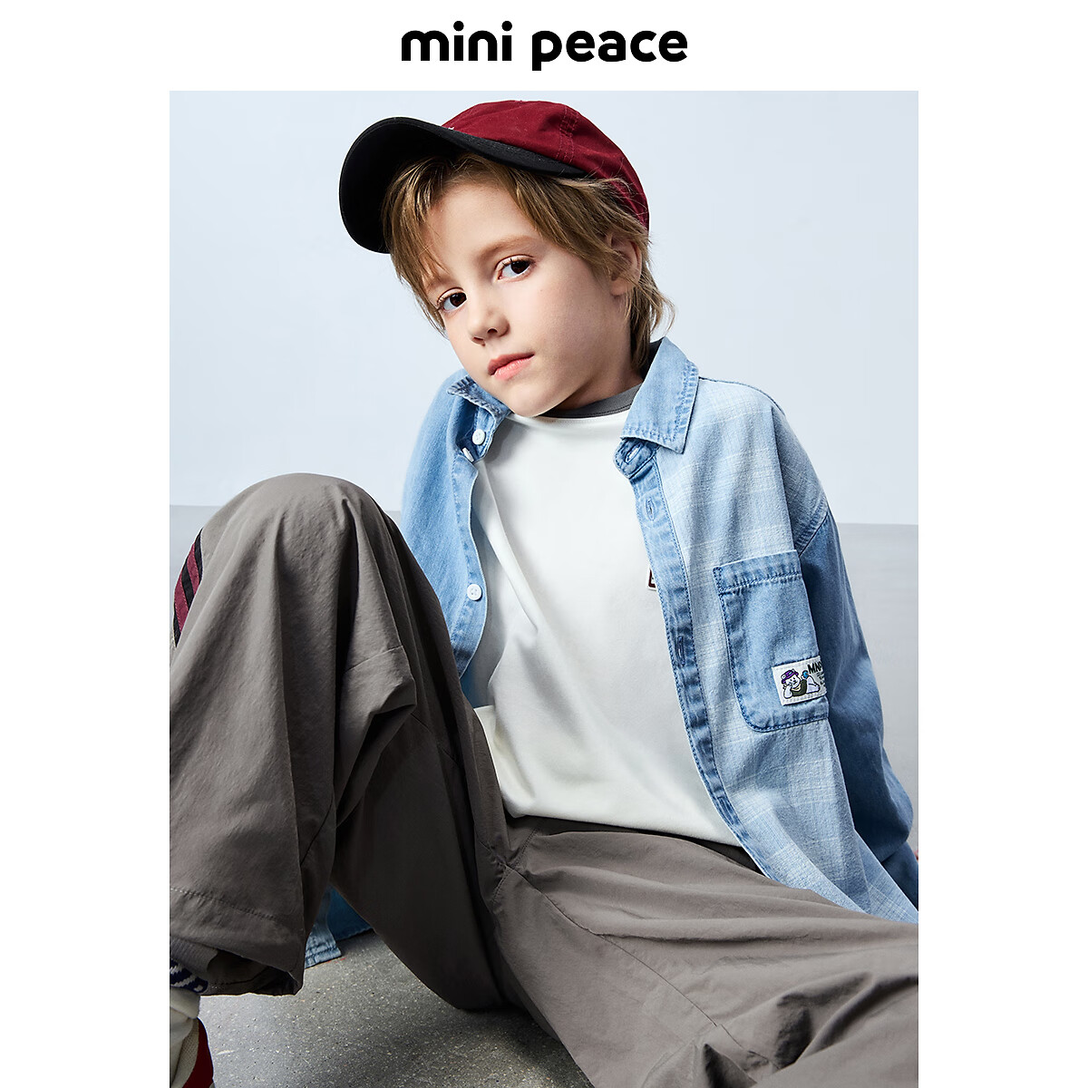 MiniPeace太平鸟童装男童衬衫FACAF1381 牛仔浅蓝 130cm