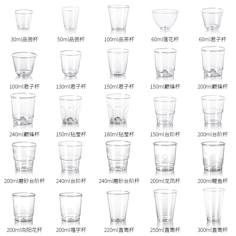 【优选直发】一次性杯子高级感航空杯硬质高级加厚塑料杯硬杯透明 品尝杯100只装【小口杯】 30ml