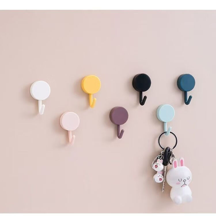 创意可爱挂钩强力粘胶贴墙壁壁挂厨房挂勾无痕免打孔门后浴室粘钩 北欧色可爱挂钩  1个装随机色