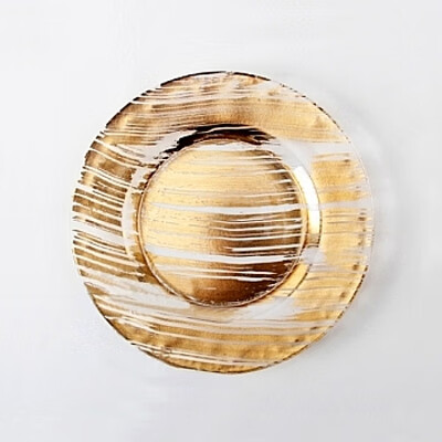 YWZR牛排盤 北歐盤子碗碟餐具套裝西式菜盤創(chuàng)意歐式樣板間 西餐盤 金箔透明盤小號（21cm）