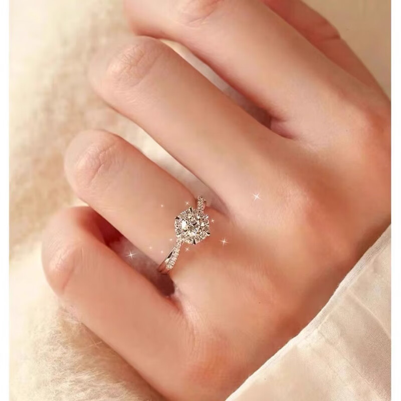 河南人工钻戒柘城人造钻石结婚时尚钻石戒指星织商丘戒 J87星织戒指-女戒 开口可调节