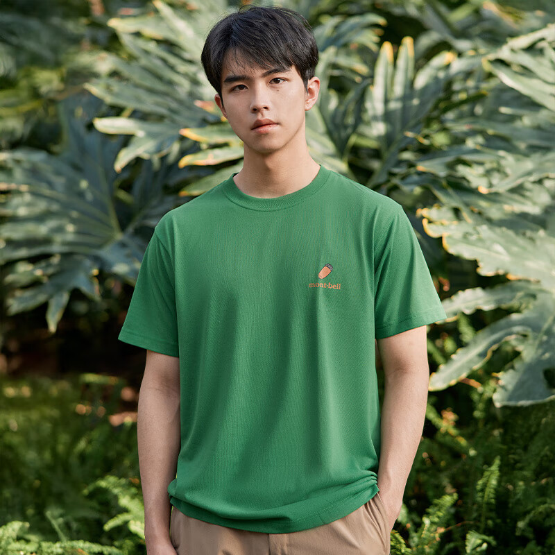 mont·bell户外速干t恤男女通用夏季透气坚果图案印花休闲运动短袖 1114737 GN绿色 M
