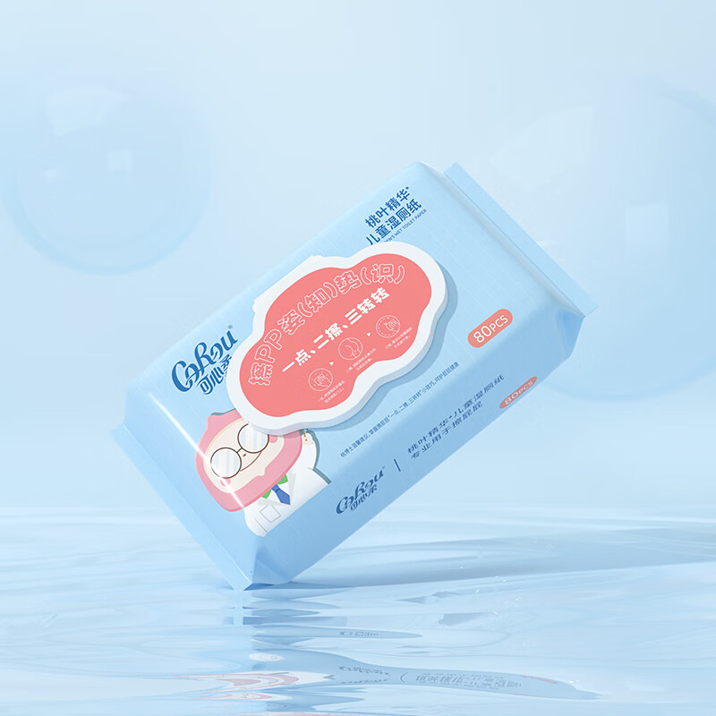 可心柔可心柔湿厕纸桃叶精华女性湿厕巾便携装如厕湿巾大包 80抽*1包