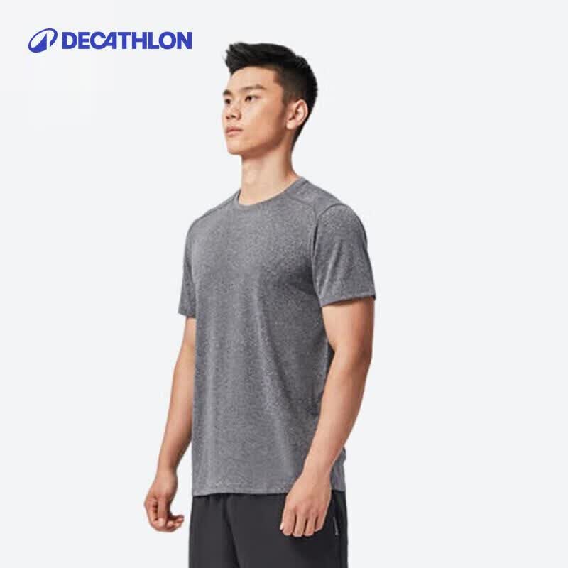 迪卡侬（DECATHLON）凉感短袖速干衣T恤男上衣运动透气半袖宽松训练健身跑步FICM 亚麻灰 面料升级 XL (欧码版型，建议拍小一码)