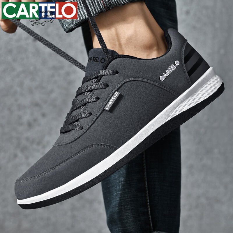 卡帝乐鳄鱼男鞋春秋透气薄款网面飞织网鞋四季旅游户外运动休闲鞋男士鞋子男 深灰[四季款] QH2032 42 [运动鞋码]