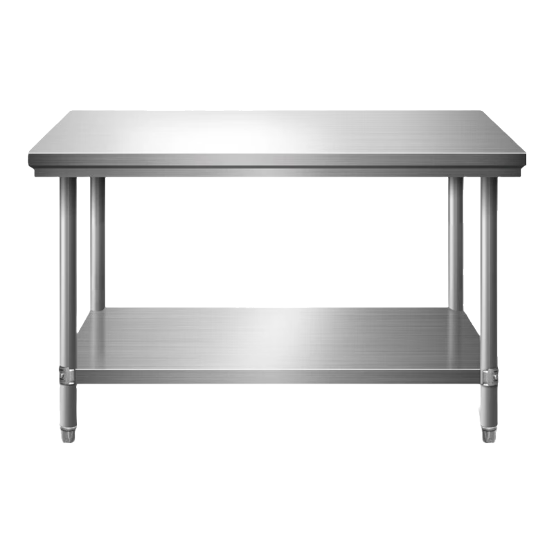 微洛爾廚房不銹鋼工作臺雙層操作臺商用桌子長(cháng)方形案板定制專(zhuān)用加厚灶臺 加厚二層長(cháng)120寬80高80