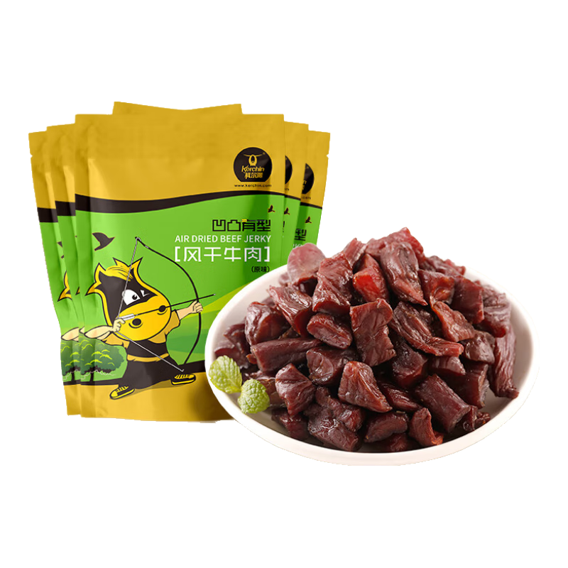 闭眼买、PLUS包邮：科尔沁内蒙特产风干牛肉手撕牛肉肉干肉脯凹凸有型 原味 200g*3袋 