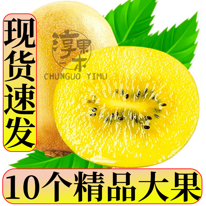 淳果一木 黃心獼猴桃 彌猴桃 金果奇異果獼猴桃 新鮮水果 生鮮 水果 10個(gè) 精品果大果 單果90-111克