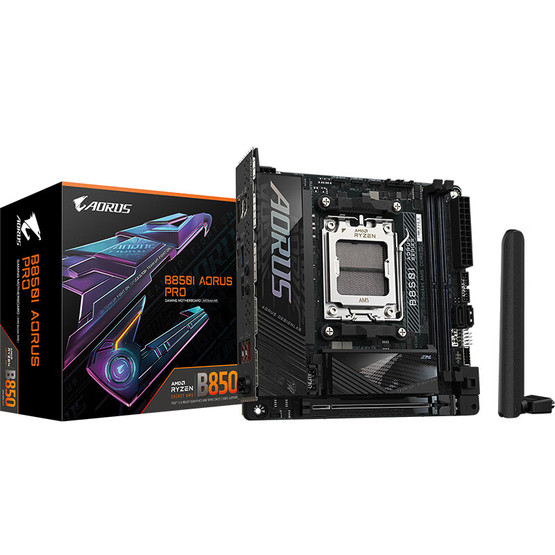 技嘉 【免6期息】AMD B850 AORUS 单主板小雕/冰雕/电竞雕 支持锐龙R7 9800X3D/7800X3D/9600X CPU B850I AORUS PRO WiFi7 迷你雕