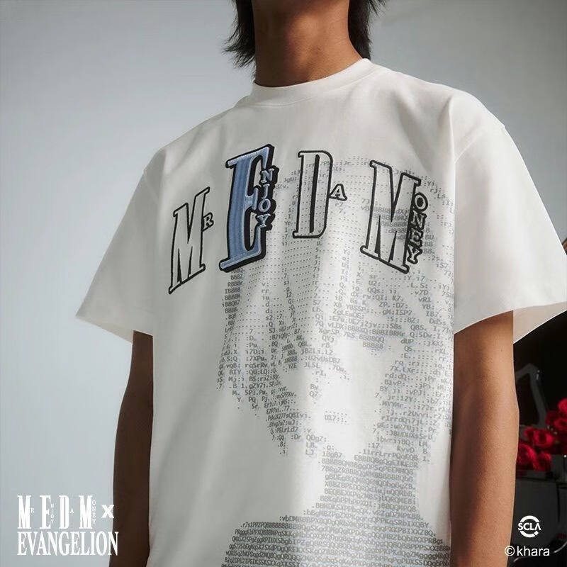 MEDMxEVA联名新世纪福音代码人物款短袖T恤男美式情侣夏季上衣 白色 重磅纯棉280g XL (三标齐全)
