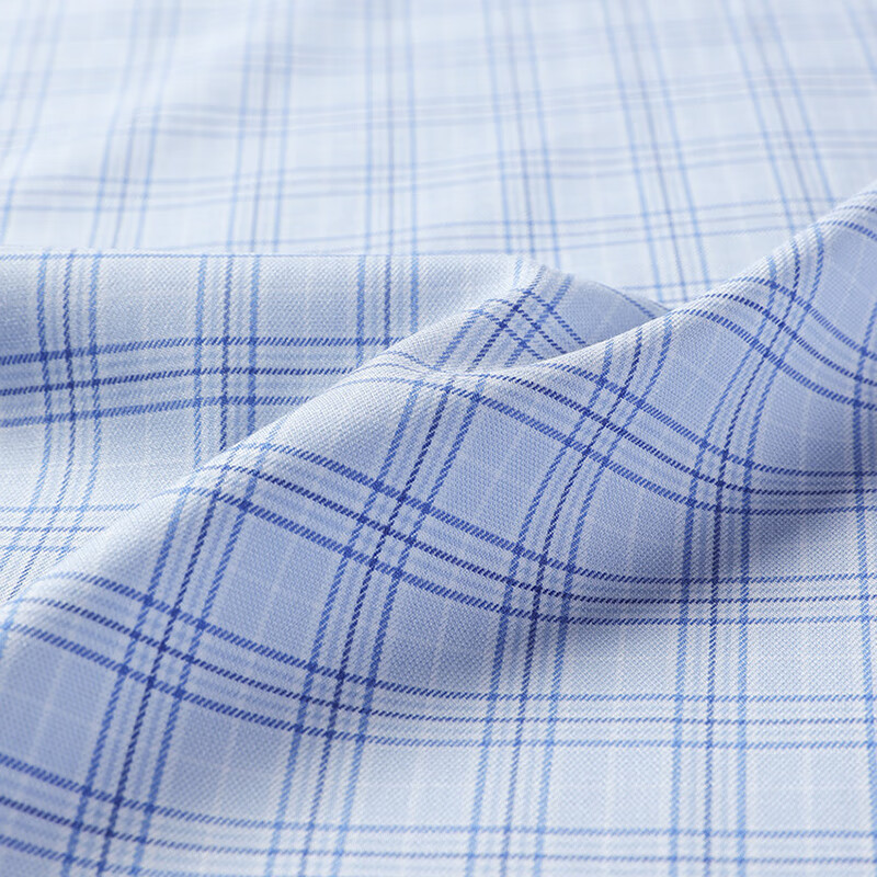 雅戈尔长袖衬衫格纹【桑蚕丝】微弹亲肤细腻柔软有型通勤男衬衣 蓝色格纹 40 (175/92A)