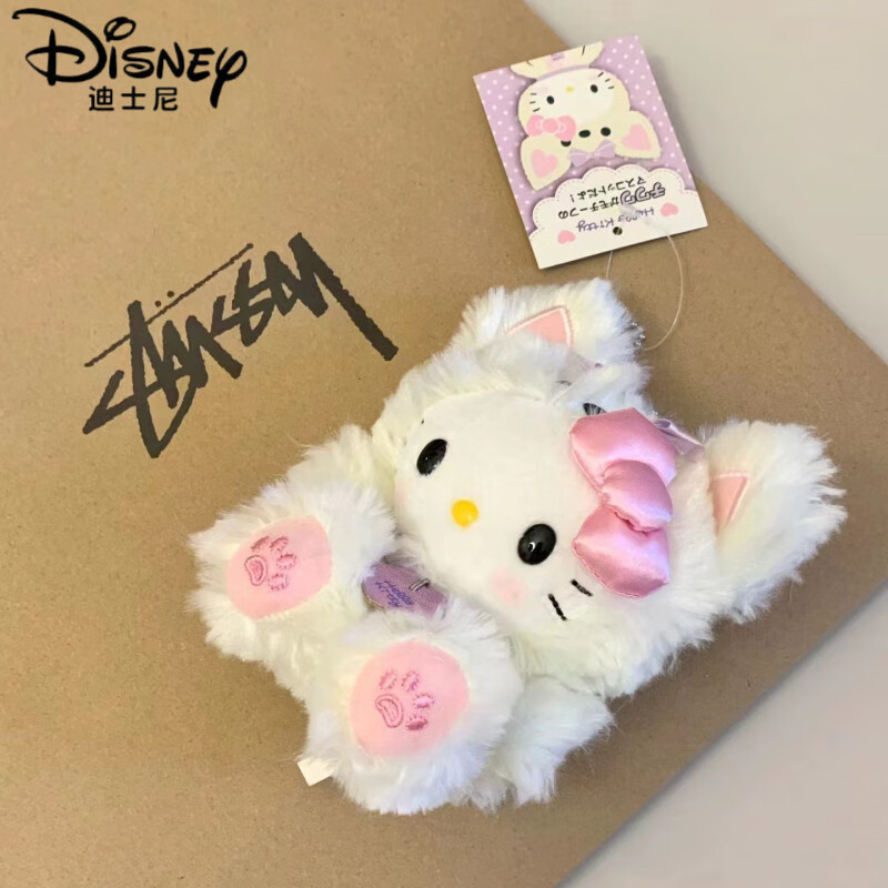迪士尼(Disney)小狐狸hellokitty毛绒挂件包包书包公仔玩偶可爱kt女友礼物小饰品 小狸耳朵kitty挂件