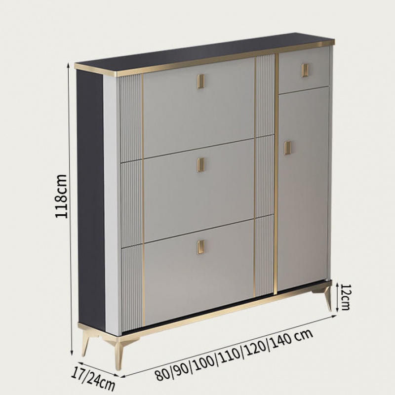 鞋柜进户门门口现代简约玄关小户型家用门厅储物鞋架 灰色镶线(高度