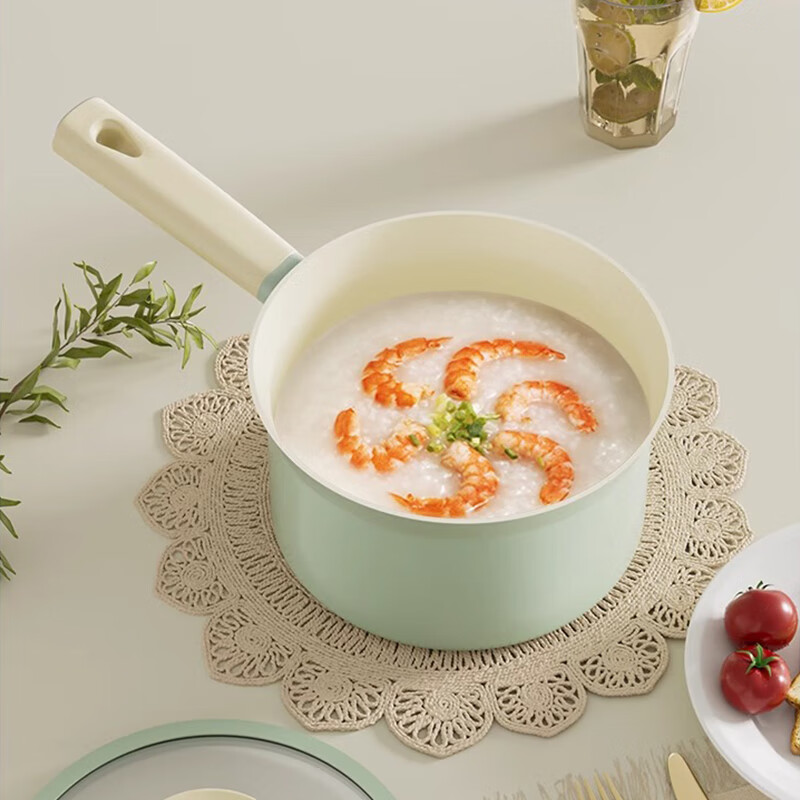 欧菲斯奶锅不粘锅陶瓷婴儿辅食锅一人食家用多功能热奶锅 锅+盖+蒸屉 18cm 2.2L