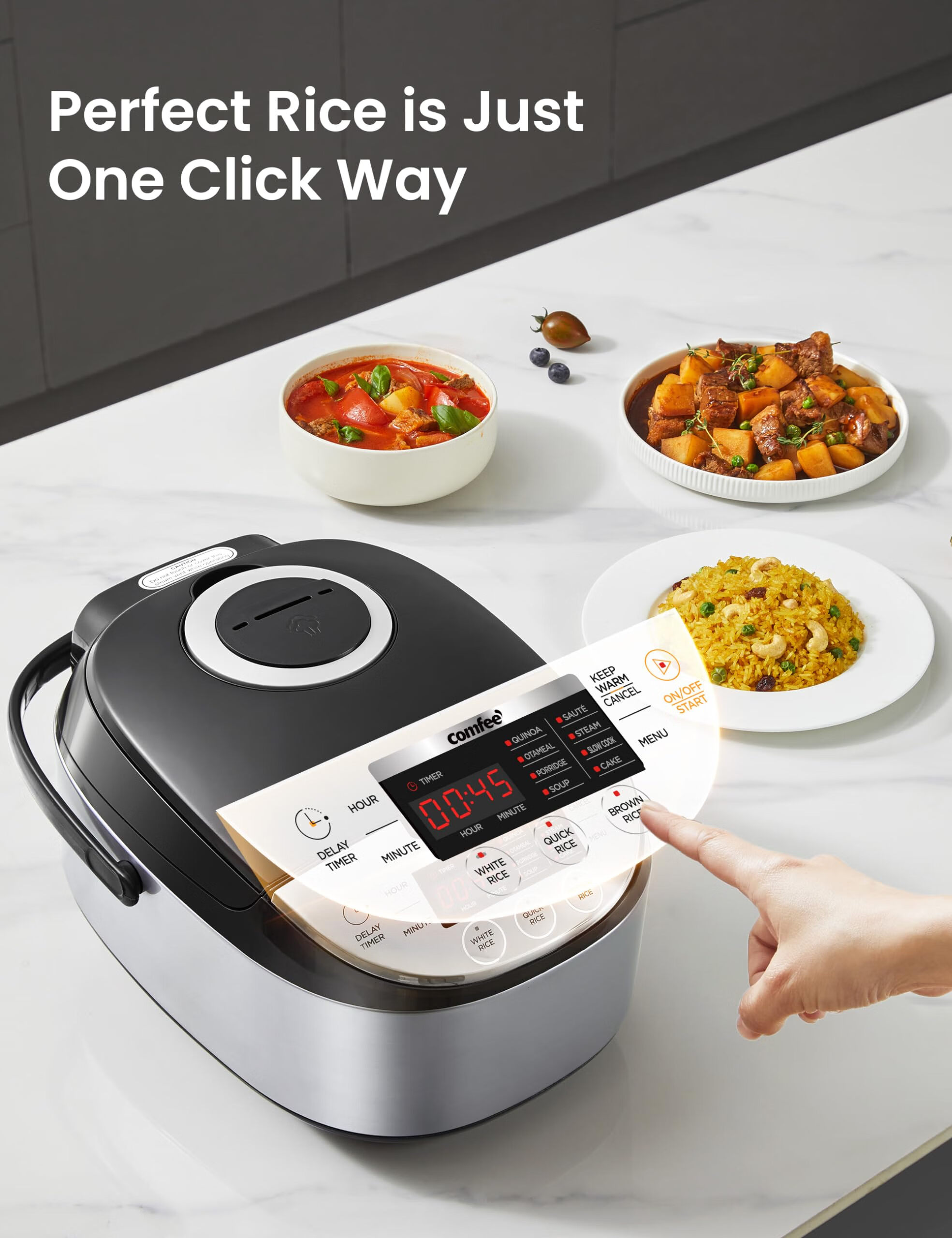 comfee 电饭煲 2.844 升 不锈钢材质 crd30lb3apk 不粘 量杯