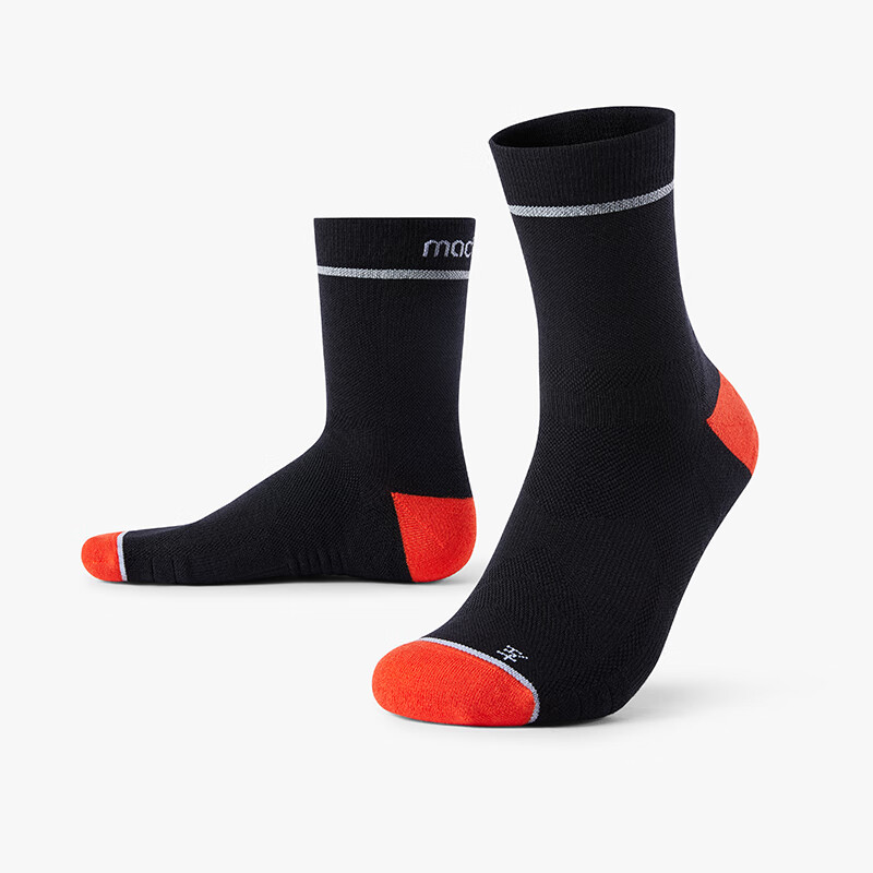 马孔多（macondo）跑步羊毛中筒袜 男女同款马拉松训练运动袜 抗菌袜子【149元2双】 黑色 S【37-38】