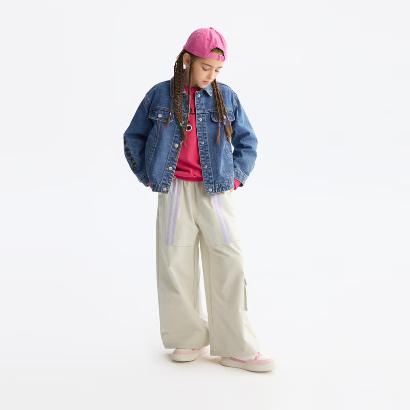 马骑顿（MQD）MQD童装儿童裤子春秋季新款女童阔腿裤假两件工装风百搭休闲 星际灰 130