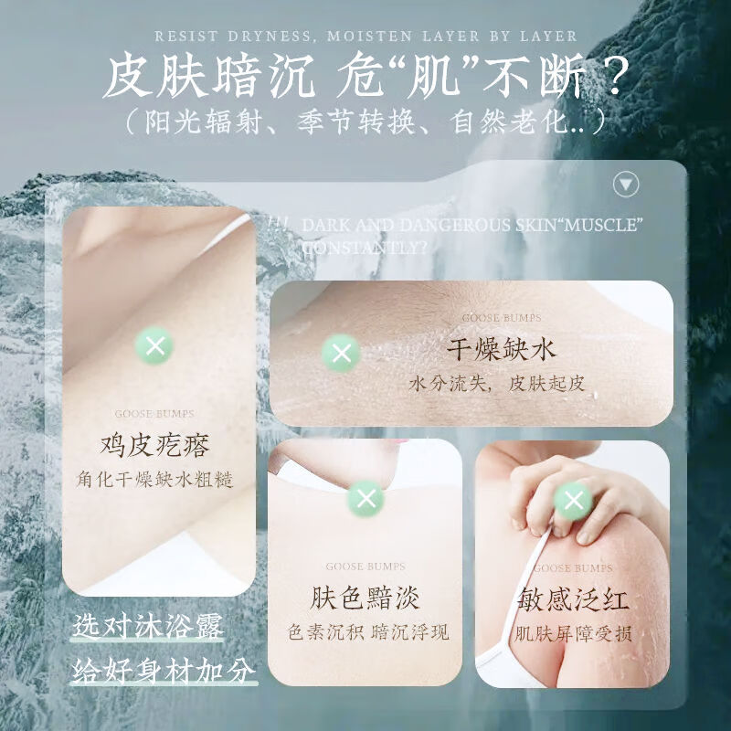 儒意央妈力荐黑茶沐浴露乳持久留香除螨去痘鸡皮大容量沐浴乳男女 栀子清茶-沐浴露800ml*2