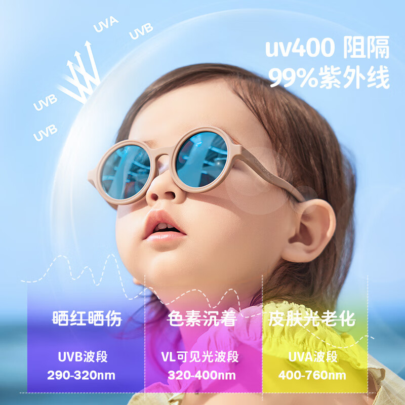 柠檬宝宝新款儿童墨镜男童防紫外线女孩防晒眼镜太阳镜 椰椰拿铁棕-常规款 均码