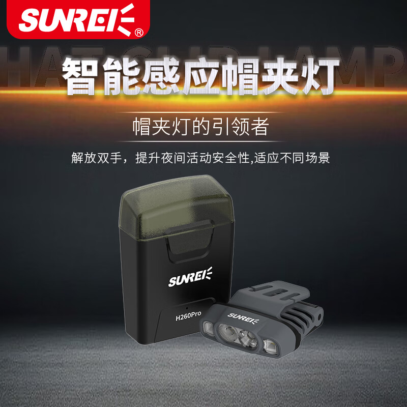 山力士H260pro夜钓头灯超长续航钓鱼感应帽夹灯强光超亮头带夹帽自带