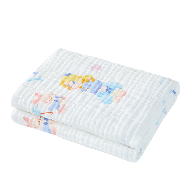 全棉时代婴儿浴巾纯棉纱布浴巾抗菌宝宝洗澡毛巾儿童盖毯 公主爱丽丝105cm