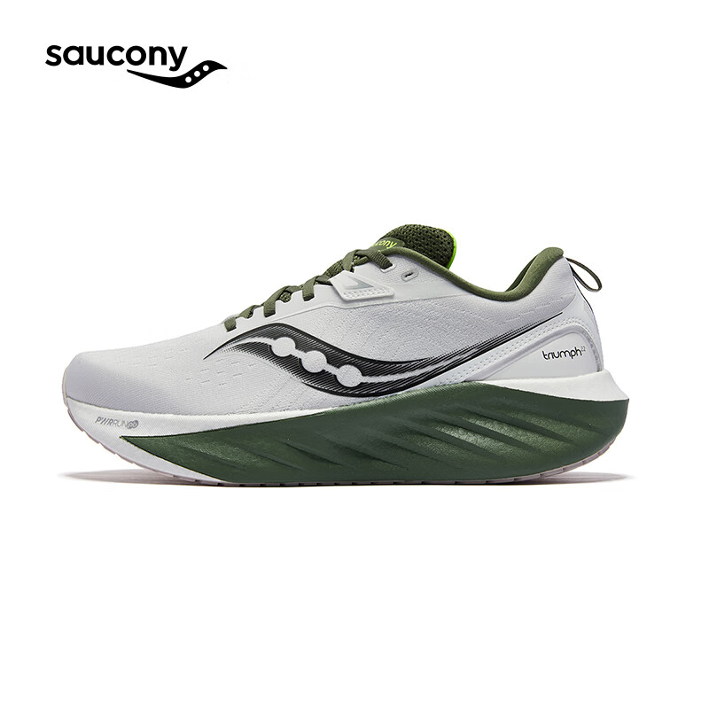 Saucony【彭于晏同款】索康尼胜利22专业强缓震跑鞋男厚底跑步鞋运动鞋男 白绿136 42