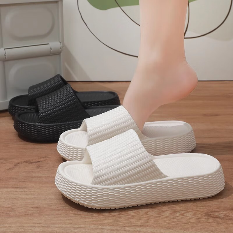 惠夫人拖鞋女厚底夏季新款网红户外踩屎感居家防滑按摩底EVA情侣拖鞋男 白色 38-39 【适合37-38码】