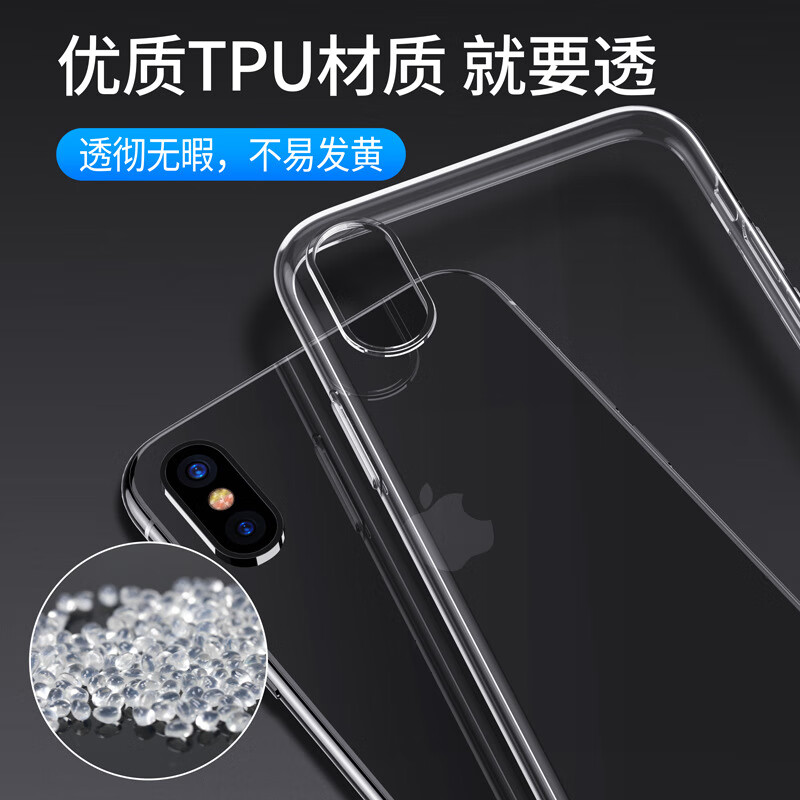【优选百货】适用透明手机壳iPhone8软硅胶 【高透TPU软壳】全包镜头款-袋装 苹果16