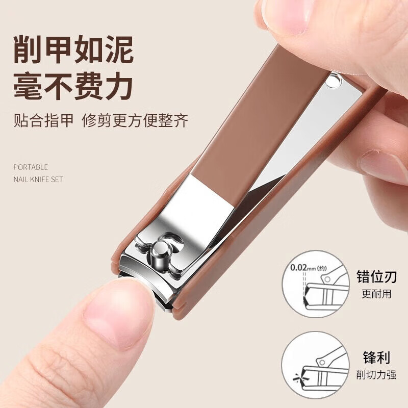 利皇指甲刀套装全套防飞溅甲沟炎专用指甲剪钳挖耳勺掏耳朵指甲锉精工 防飞溅6件套