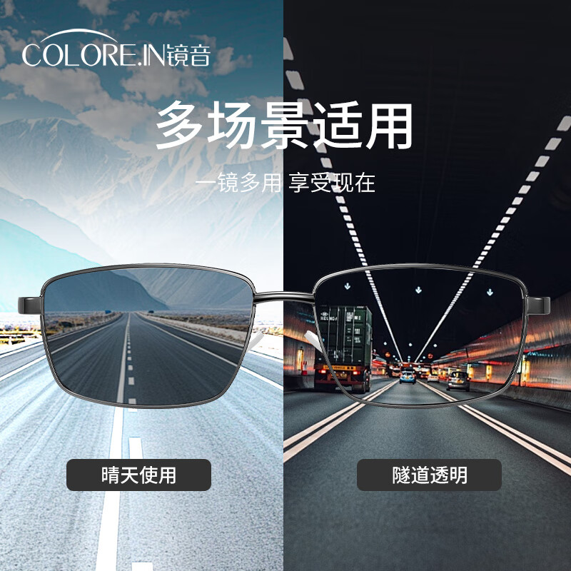 蔡司（ZEISS）镜片可选太阳镜男士日夜两用偏光镜开车专用近视墨镜变色驾驶眼镜 经典黑-colorein偏光灰片【白天专用】