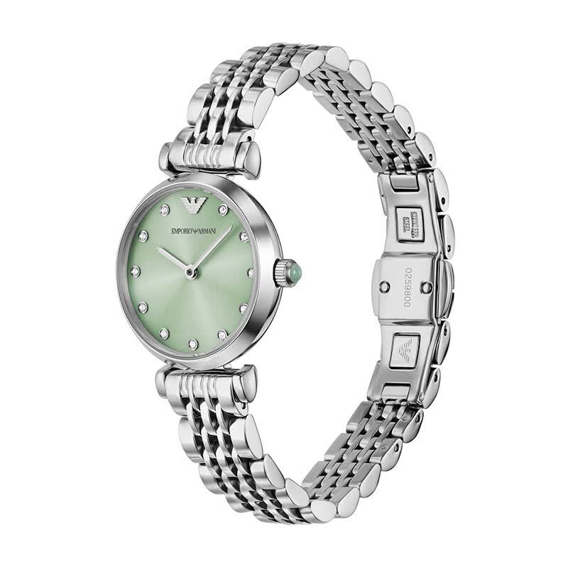 EMPORIO ARMANI 阿玛尼满天星女表七夕情人节生日礼物送女友镶钻时尚石英腕表 【明星同款】绿盘钢带 AR11667