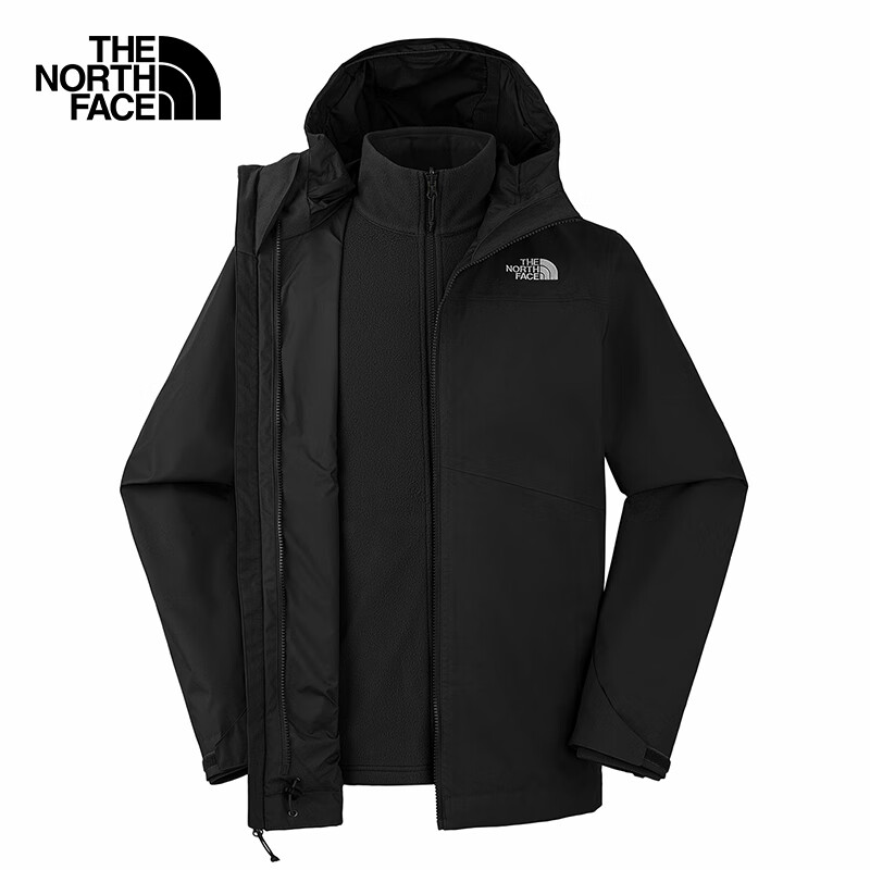 北面(The North Face)冲锋衣男三合一抓绒内胆户外防水硬壳外套【经典款】25新品|8AV7 4H0/宇宙黑 XL(尺码偏大) /180