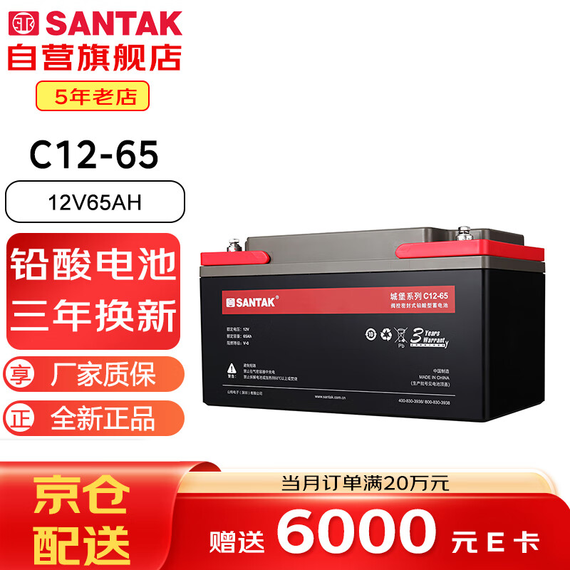 山特（SANTAK）C12-65 山特UPS电源电池免维护铅酸蓄电池 12V65AH