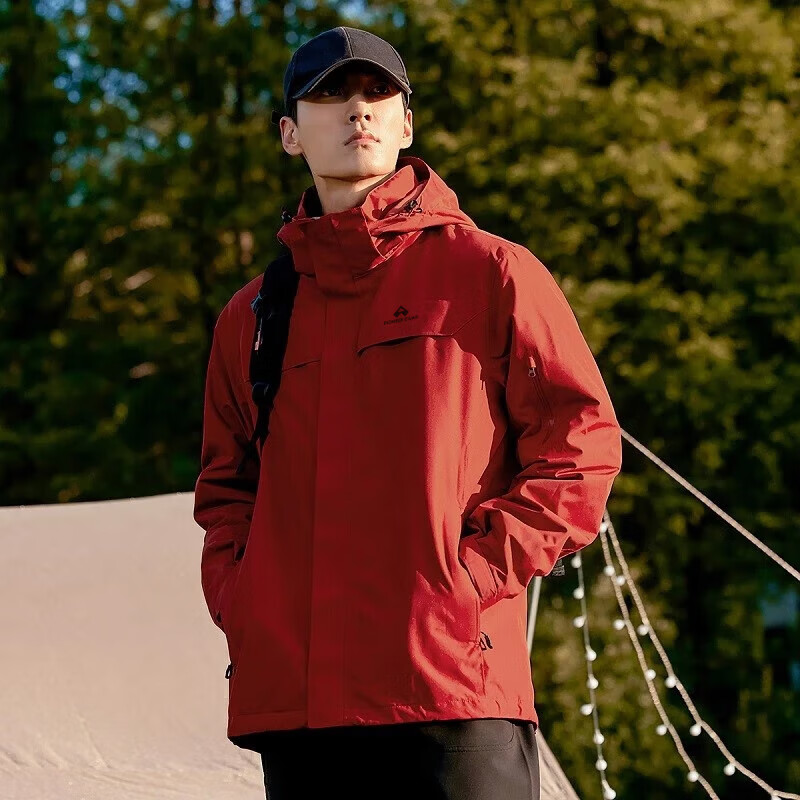 拓路者朱雀冲锋衣三合一男硬壳户外防风防雨抓绒外套登山服春秋款保暖 朱雀红-单冲无内胆 XL