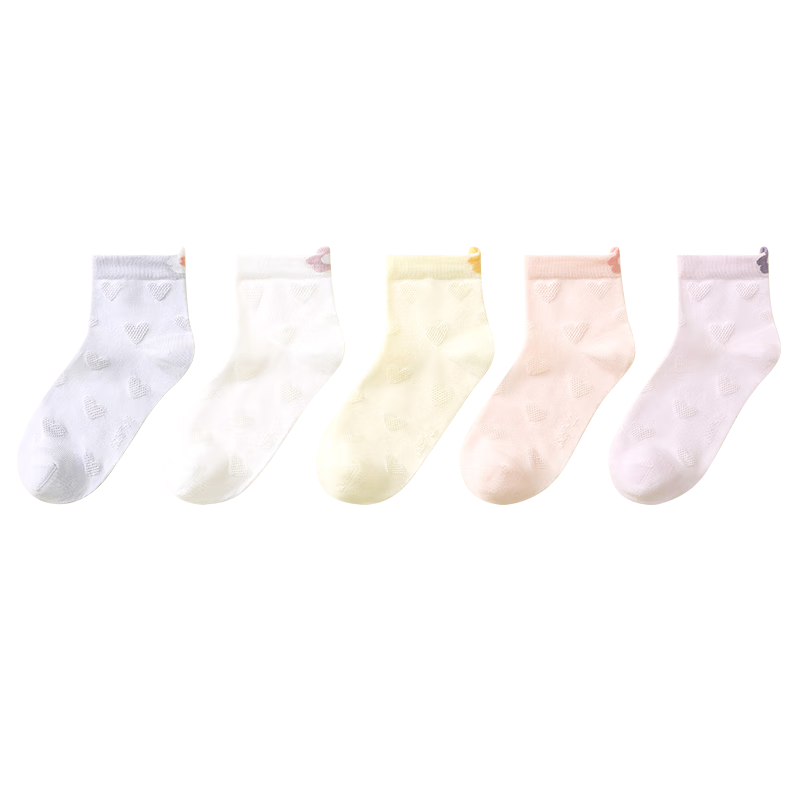 久岁伴儿童袜子女童薄款春夏网眼舒适中筒袜中大童女孩运动透气袜子