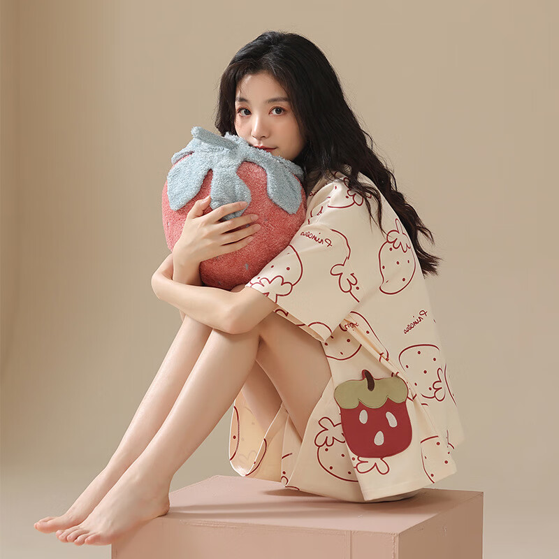 猫人睡衣女2025年新款夏季短袖短裤薄款甜美家居服可外穿 Z20869女款 M