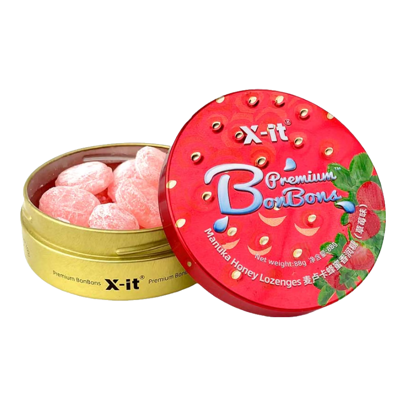 X-IT麥盧卡蜂蜜潤(rùn)喉糖 VC果汁香潤(rùn)糖 水果味草本精華薄荷糖 混合口味88g*4盒