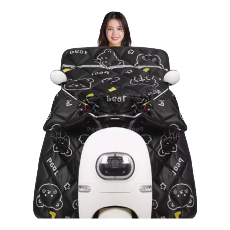 綠源新款冬季電動車擋風(fēng)被 加厚加絨防風(fēng)保暖四季通用電瓶車擋風(fēng)被 黑色小熊