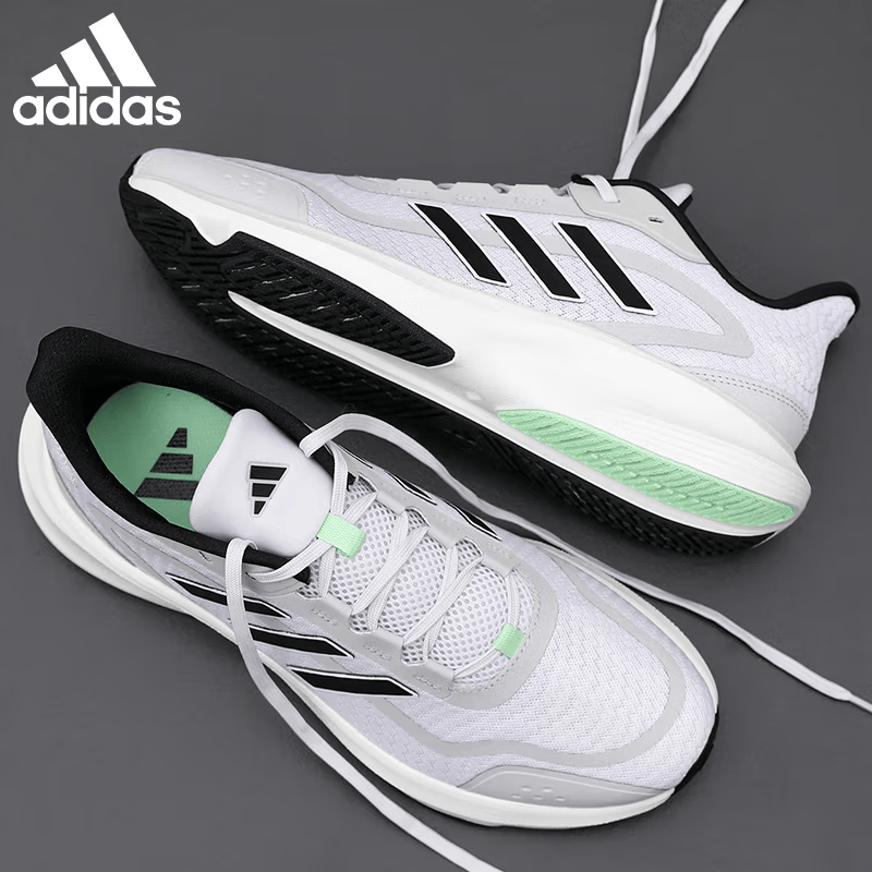 阿迪达斯（adidas）男女运动鞋耐磨减震透气潮流休闲跑步鞋 亮白/一号黑/浅灰 41