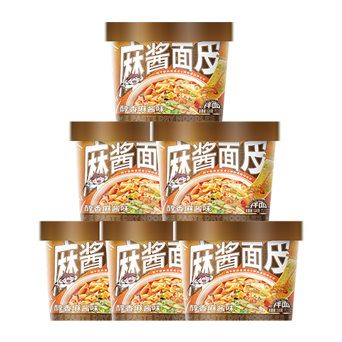 班干部（BANGANBU）麻酱面皮120g*6桶装非油炸面皮麻酱味拌面皮免煮冲泡早餐零食代餐