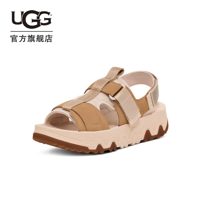 UGG夏季女士时尚舒适厚底露趾魔术贴束带休闲凉鞋 1167496 MDSD | 芥菜籽色 38