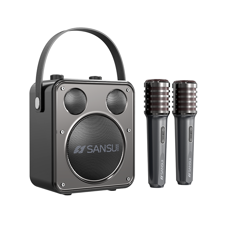 山水(SANSUI)戶(hù)外廣場(chǎng)舞音響藍牙音箱便攜式手提話(huà)筒K歌一體機大音量K歌小型移動(dòng)便攜式音箱 D71鈦金黑+聲卡特效+3喇叭(雙麥)