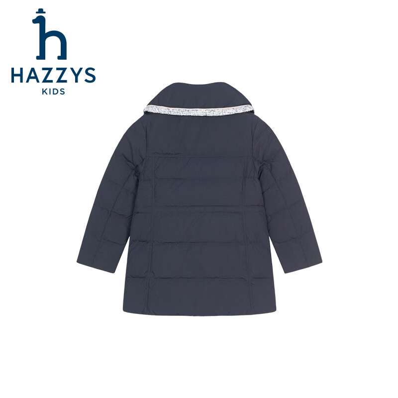 哈吉斯(HAZZYS)【进口款】品牌童装女童羽绒服秋季新款防风保暖翻领中长款羽绒服 奶油色 165