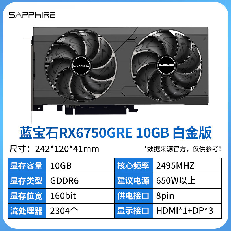 技嘉AMD RX7700XT 12G/RX 6750 GRE 猎鹰10G台式机独立游戏显卡 蓝宝石 RX 6750 GRE 10G 白金版 12GB