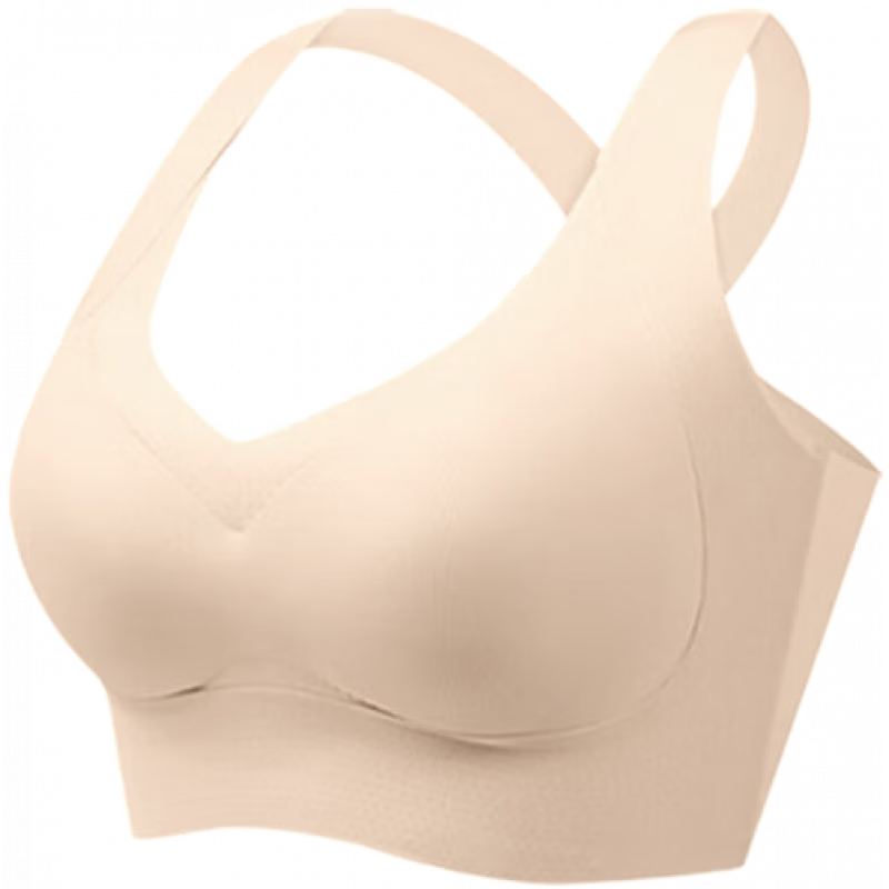 貓人（MiiOW）冰絲無痕后背交叉帶內(nèi)衣女夏季文胸運動無鋼圈美背寬肩帶聚攏薄款 1件（膚色） XL 適合體重115-135斤