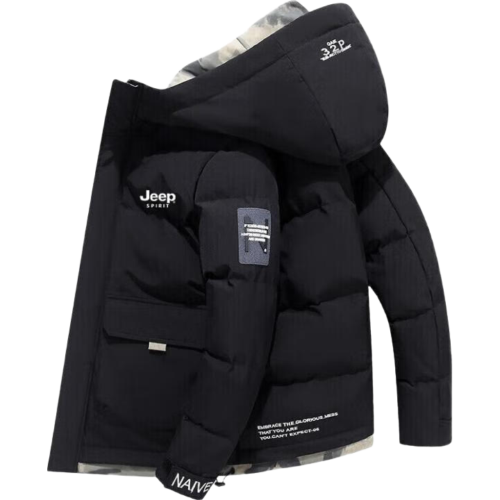 JEEP SPIRIT吉普棉服男秋冬季加厚外套面包服夹克连帽防风保暖休闲百搭棉衣