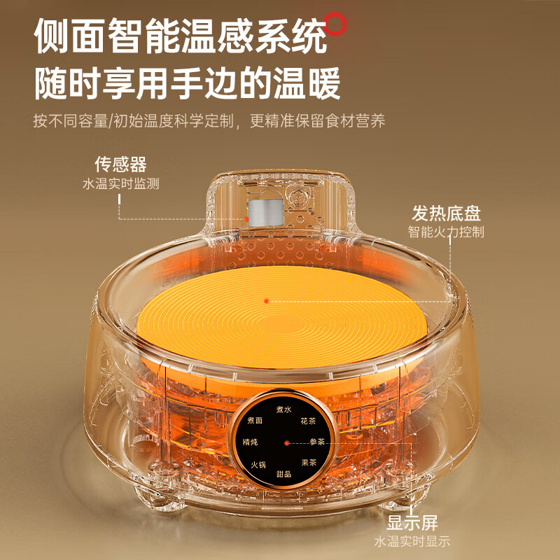 乐扣乐扣全玻璃养生壶电热水壶分体式烧水煮茶壶小花茶壶恒温加热保温迷你泡茶壶1L 炖煮款-含茶漏 1L