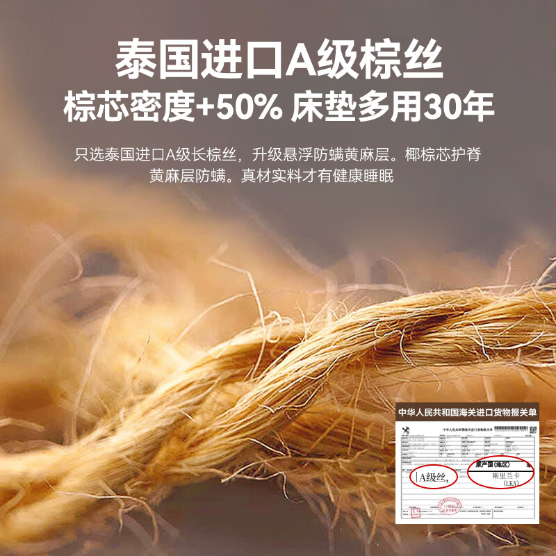 能见度床垫1.8米x2米 天然椰棕床垫子棕垫硬棕榈婴儿童榻米专用定制定做 护腰护脊10CM厚(婴儿棉面料+黄麻双金棕) 1.8米x2米（德国VISIBL婴幼儿可用）