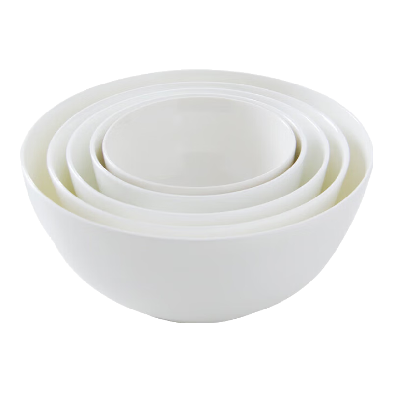 品聚德唐山骨瓷餐具碗家用純白色飯碗面碗菜碗湯碗拉面泡面碗多尺寸澳碗 6英寸骨瓷奧碗2個（面碗）