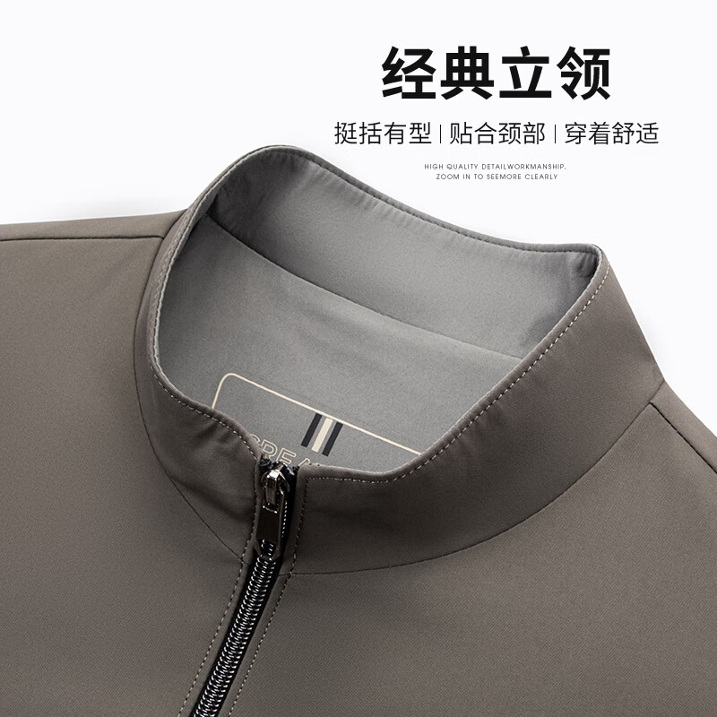 SHANSHAN杉杉夹克男春秋新款立领抗皱男士防风外套商务休闲中青年爸爸装 黑色 2XL /185